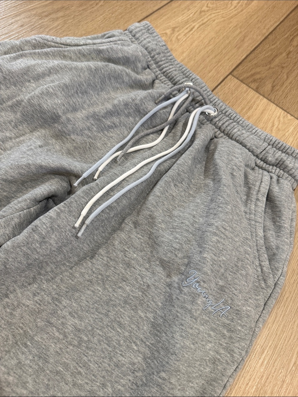 YoungLA Embroidered Gray Sweatpants Muli Drawstring Sz S Loungewear spellout